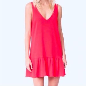 Amanda Uprichard Carrie Hot Pink/Rasberry Deep V-Neck Dress